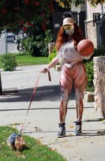 PHOEBE PRICE Wearing Human Muscle Print Leggings Out in Los Angeles 04/25/2020