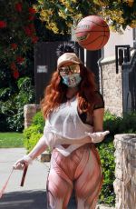 PHOEBE PRICE Wearing Human Muscle Print Leggings Out in Los Angeles 04/25/2020