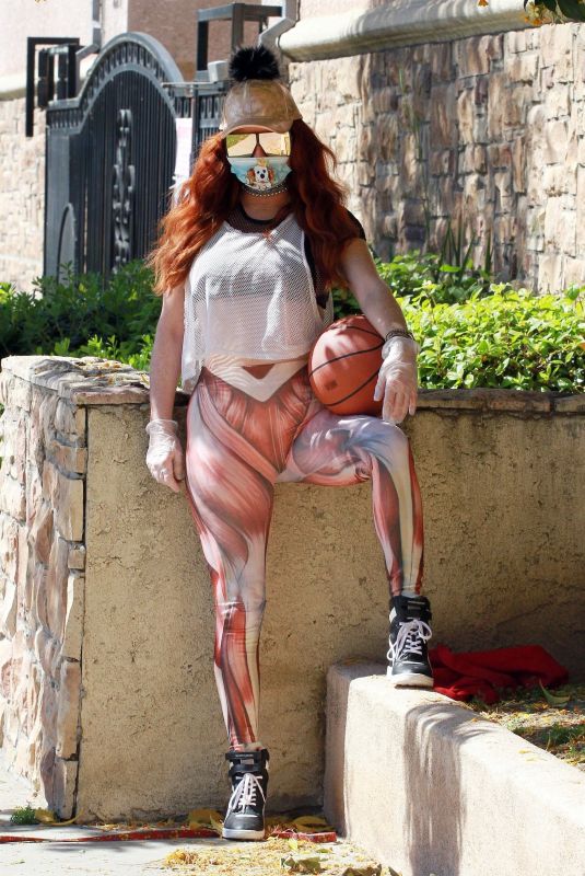 PHOEBE PRICE Wearing Human Muscle Print Leggings Out in Los Angeles 04/25/2020