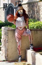 PHOEBE PRICE Wearing Human Muscle Print Leggings Out in Los Angeles 04/25/2020