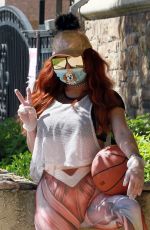 PHOEBE PRICE Wearing Human Muscle Print Leggings Out in Los Angeles 04/25/2020