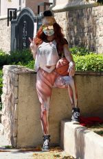 PHOEBE PRICE Wearing Human Muscle Print Leggings Out in Los Angeles 04/25/2020