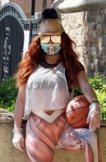 PHOEBE PRICE Wearing Human Muscle Print Leggings Out in Los Angeles 04/25/2020
