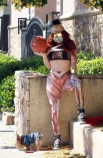 PHOEBE PRICE Wearing Human Muscle Print Leggings Out in Los Angeles 04/25/2020