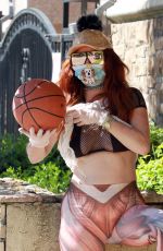 PHOEBE PRICE Wearing Human Muscle Print Leggings Out in Los Angeles 04/25/2020