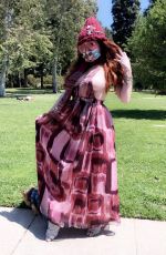 PHOEBE PRICE Wears a Mask Out in Los Angeles 04/11/2020