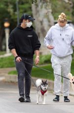 Pregnant SOPHIE TURNER and Joe Jonas Out with Their Dogs in Los Angeles 04/18/2020