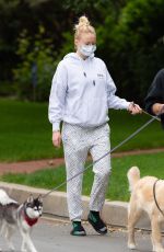 Pregnant SOPHIE TURNER and Joe Jonas Out with Their Dogs in Los Angeles 04/18/2020