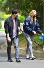 Pregnant SOPHIE TURNER and Joe Jonas Out with Their Dogs in Los Angeles 04/21/2020
