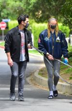 Pregnant SOPHIE TURNER and Joe Jonas Out with Their Dogs in Los Angeles 04/21/2020