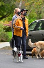 Pregnant SOPHIE TURNER and Joe Jonas Wearing Maks Out with Their Dogs in Los Angeles 04/20/2020