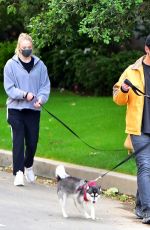 Pregnant SOPHIE TURNER and Joe Jonas Wearing Maks Out with Their Dogs in Los Angeles 04/20/2020