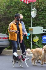 Pregnant SOPHIE TURNER and Joe Jonas Wearing Maks Out with Their Dogs in Los Angeles 04/20/2020
