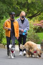 Pregnant SOPHIE TURNER and Joe Jonas Wearing Maks Out with Their Dogs in Los Angeles 04/20/2020