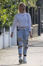 ROXY HORNER in Ripped Denim Out in London 04/23/2020