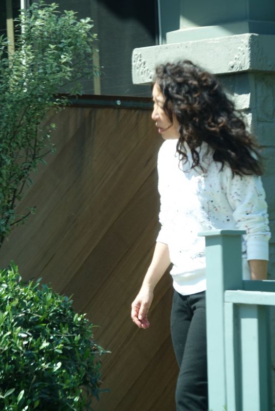 SANDRA OH Outside Her Home in Los Angeles 04/11/2020