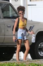 SARAH HYLAND in Deniim Shorts Out in Los Angeles 04/28/2020