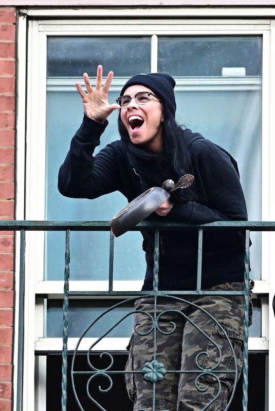 SARAH SILVERMAN at Her Balcony in New York 04/27/2020