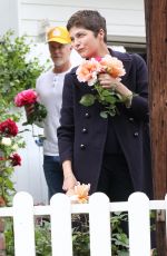 SELMA BLAIR Smells the Roses Outside Her Home 04/18/2020