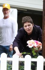 SELMA BLAIR Smells the Roses Outside Her Home 04/18/2020