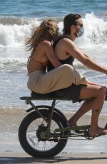 SOFIA RICHIE and Scott Disick Riding a Motorbike on the Beach in Malibu 04/23/2020