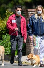 SOPHIE TURNER and Joe Jonas Wearing Masks Out with Their Dogs in Los Angeles 04/17/2020