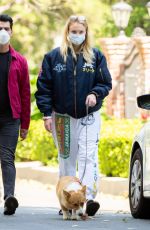 SOPHIE TURNER and Joe Jonas Wearing Masks Out with Their Dogs in Los Angeles 04/17/2020