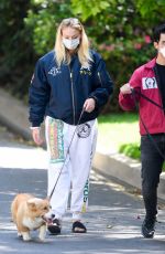 SOPHIE TURNER and Joe Jonas Wearing Masks Out with Their Dogs in Los Angeles 04/17/2020