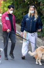 SOPHIE TURNER and Joe Jonas Wearing Masks Out with Their Dogs in Los Angeles 04/17/2020