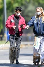 SOPHIE TURNER and Joe Jonas Wearing Masks Out with Their Dogs in Los Angeles 04/17/2020