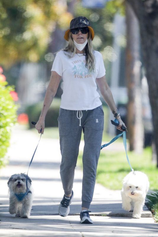 TISH CYRUS Out with Her Dogs in Toluca Lake 04/16/2020
