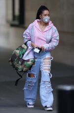 YASMIN EVANS in Ripped Denim Leaves BBC Studios in London 04/22/2020