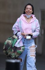 YASMIN EVANS in Ripped Denim Leaves BBC Studios in London 04/22/2020