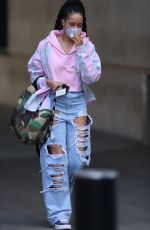 YASMIN EVANS in Ripped Denim Leaves BBC Studios in London 04/22/2020