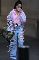 YASMIN EVANS in Ripped Denim Leaves BBC Studios in London 04/22/2020