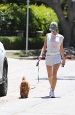 ALESSANDRA AMBROSIO in SHorts Out with Her Dog in Brentwood 05/14/2020