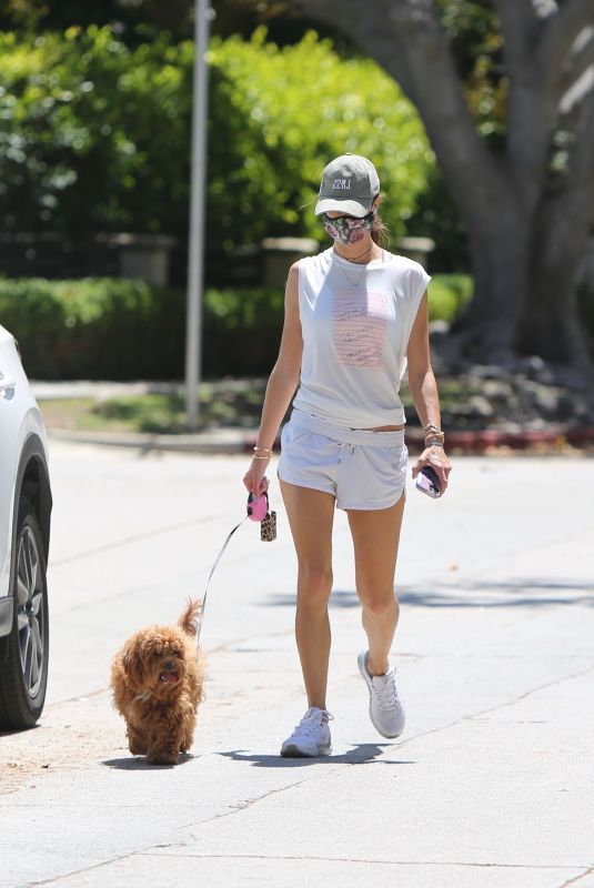 ALESSANDRA AMBROSIO in SHorts Out with Her Dog in Brentwood 05/14/2020