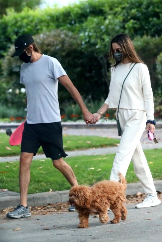 ALESSANDRA AMBROSIO Out with her Dog in Brentwood 05/10/2020