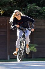 ALI LARTER Out Riding a Bike in Pacific Palisades 05/12/2020