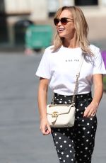 AMANDA HOLDEN in a Polka Dot Trousers Leaves Heart Radio in London 05/14/2020