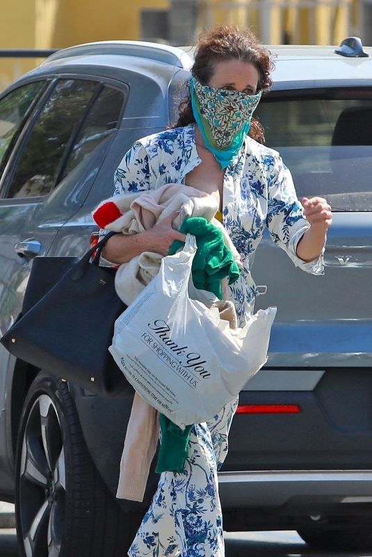 ANDIE MACDOWELL Wearing Bandana Mask Out in Los Angeles 05/27/2020