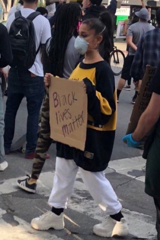 ARIANA GRANDE at Black Lives Matter Rally in Los Angeles 05/30/2020