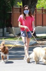 AUBREY PLAZA in Shorts Out with Her Dogs in Los Angeles 05/02/2020