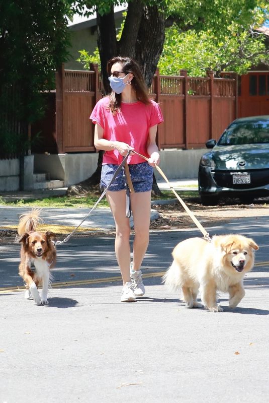 AUBREY PLAZA in Shorts Out with Her Dogs in Los Angeles 05/02/2020
