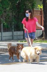 AUBREY PLAZA in Shorts Out with Her Dogs in Los Angeles 05/02/2020