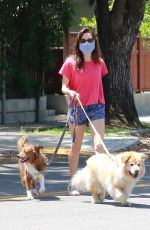 AUBREY PLAZA in Shorts Out with Her Dogs in Los Angeles 05/02/2020