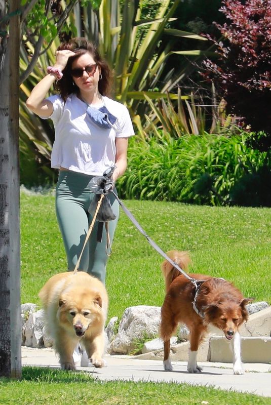 AUBREY PLAZA Out with Her Dogs in Los Feliz 05/03/2020
