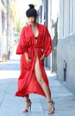 BAI LING in a Red Dress Out in Los Angeles 05/17/2020
