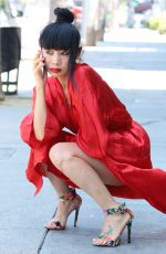 BAI LING in a Red Dress Out in Los Angeles 05/17/2020