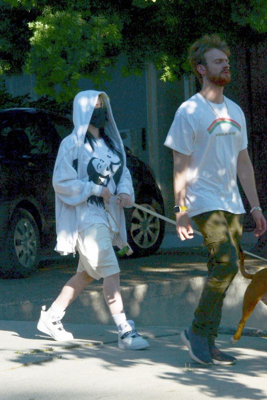 BILLIE EILISH and Finneas Out with Their Dog in Los Angeles 05/28/2020